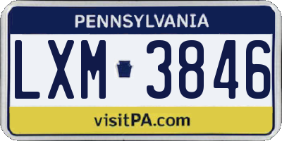 PA license plate LXM3846