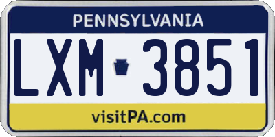 PA license plate LXM3851