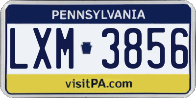 PA license plate LXM3856