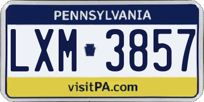 PA license plate LXM3857