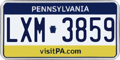 PA license plate LXM3859