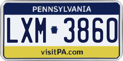 PA license plate LXM3860