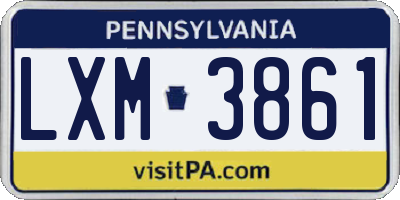 PA license plate LXM3861