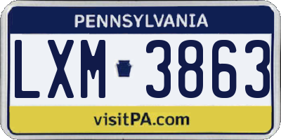 PA license plate LXM3863
