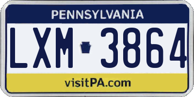 PA license plate LXM3864