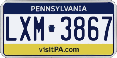 PA license plate LXM3867