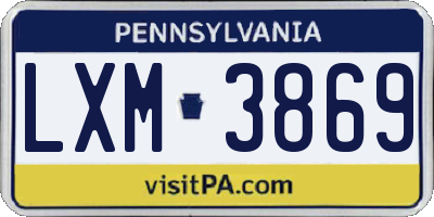 PA license plate LXM3869