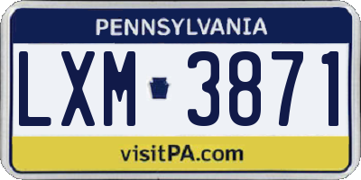 PA license plate LXM3871