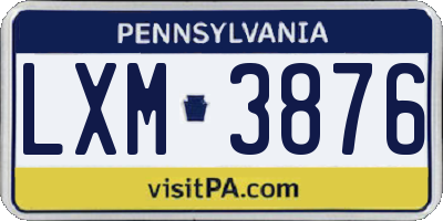 PA license plate LXM3876