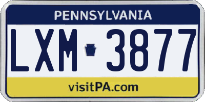 PA license plate LXM3877