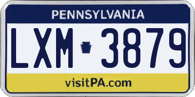 PA license plate LXM3879