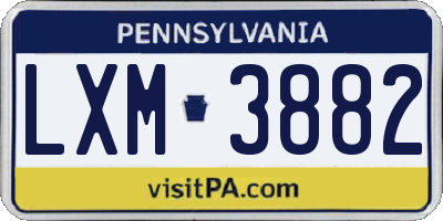 PA license plate LXM3882