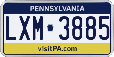 PA license plate LXM3885