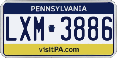 PA license plate LXM3886