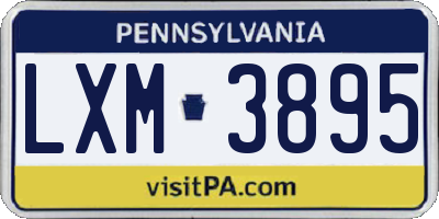 PA license plate LXM3895