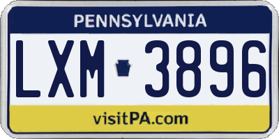 PA license plate LXM3896