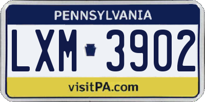 PA license plate LXM3902