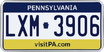 PA license plate LXM3906