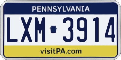 PA license plate LXM3914