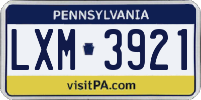 PA license plate LXM3921