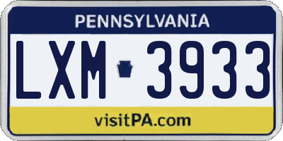PA license plate LXM3933