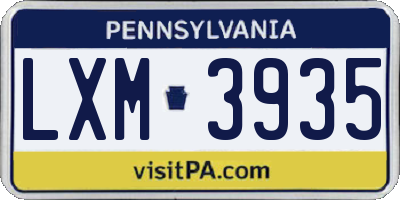 PA license plate LXM3935