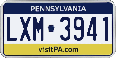 PA license plate LXM3941