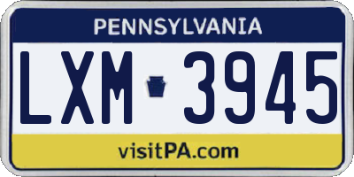 PA license plate LXM3945