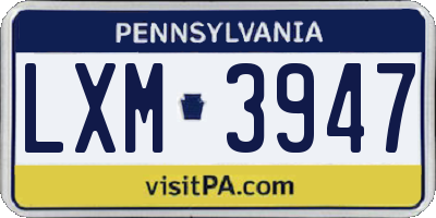 PA license plate LXM3947