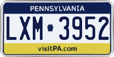 PA license plate LXM3952