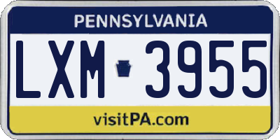 PA license plate LXM3955