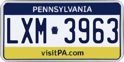 PA license plate LXM3963