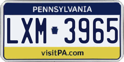 PA license plate LXM3965