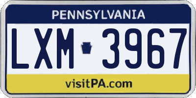 PA license plate LXM3967