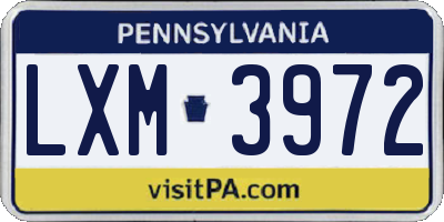 PA license plate LXM3972
