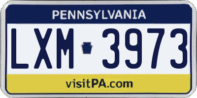 PA license plate LXM3973