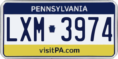 PA license plate LXM3974