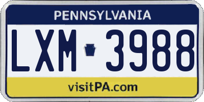 PA license plate LXM3988