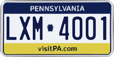 PA license plate LXM4001