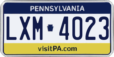 PA license plate LXM4023
