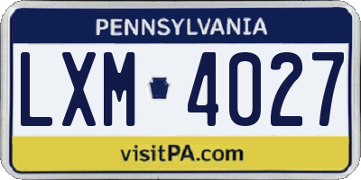 PA license plate LXM4027