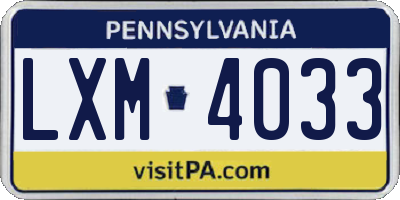 PA license plate LXM4033