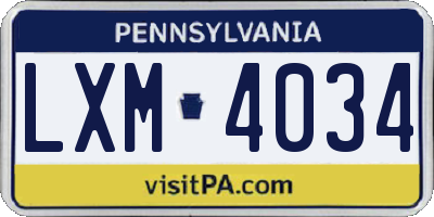 PA license plate LXM4034