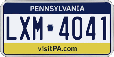 PA license plate LXM4041