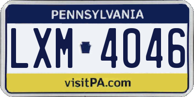 PA license plate LXM4046