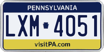 PA license plate LXM4051
