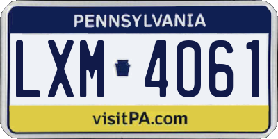 PA license plate LXM4061