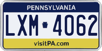 PA license plate LXM4062
