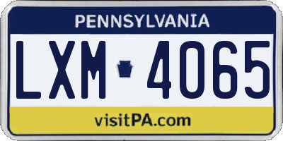 PA license plate LXM4065