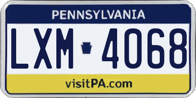 PA license plate LXM4068